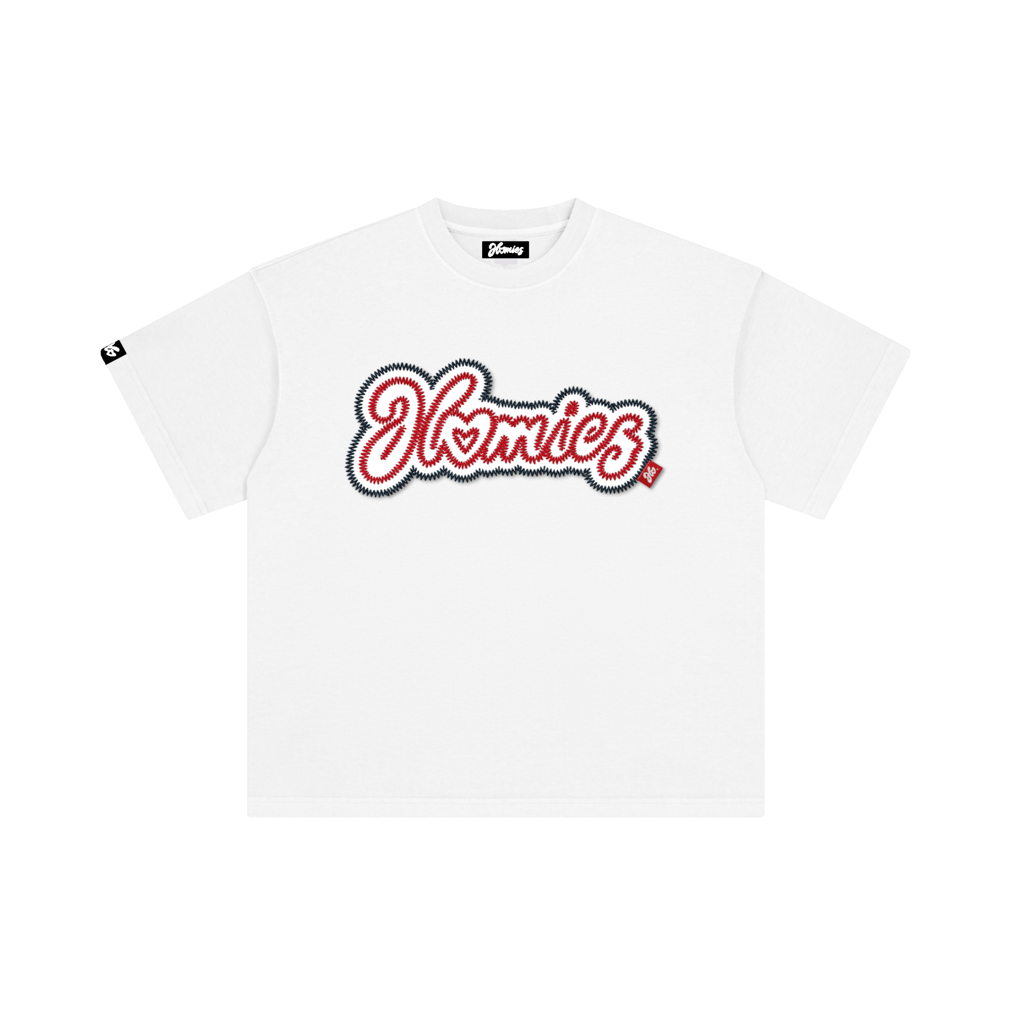 HOMIES STITCH APPLIQUE TEE [WHITE]