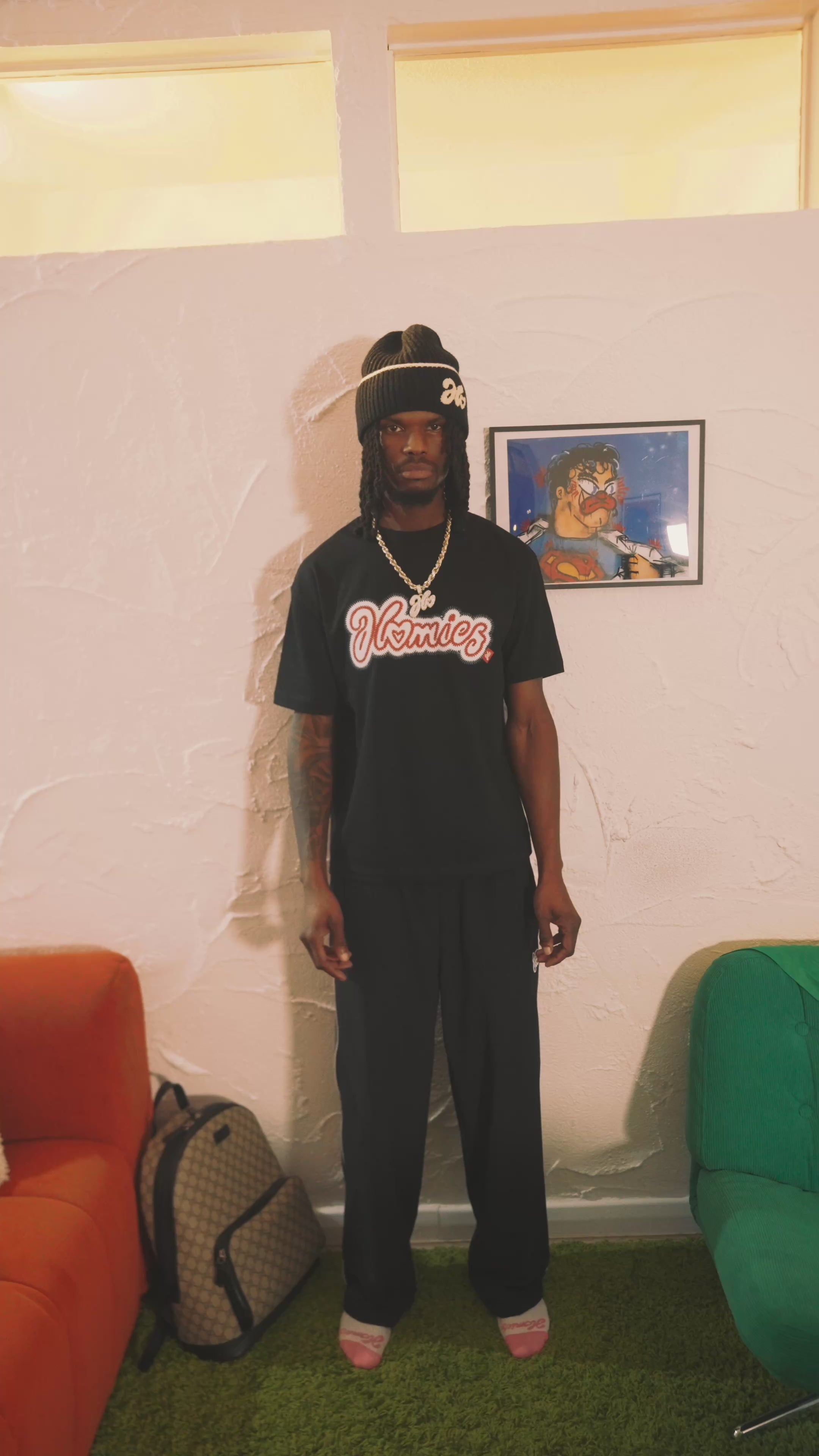 HOMIES STITCH APPLIQUE TEE [BLACK]